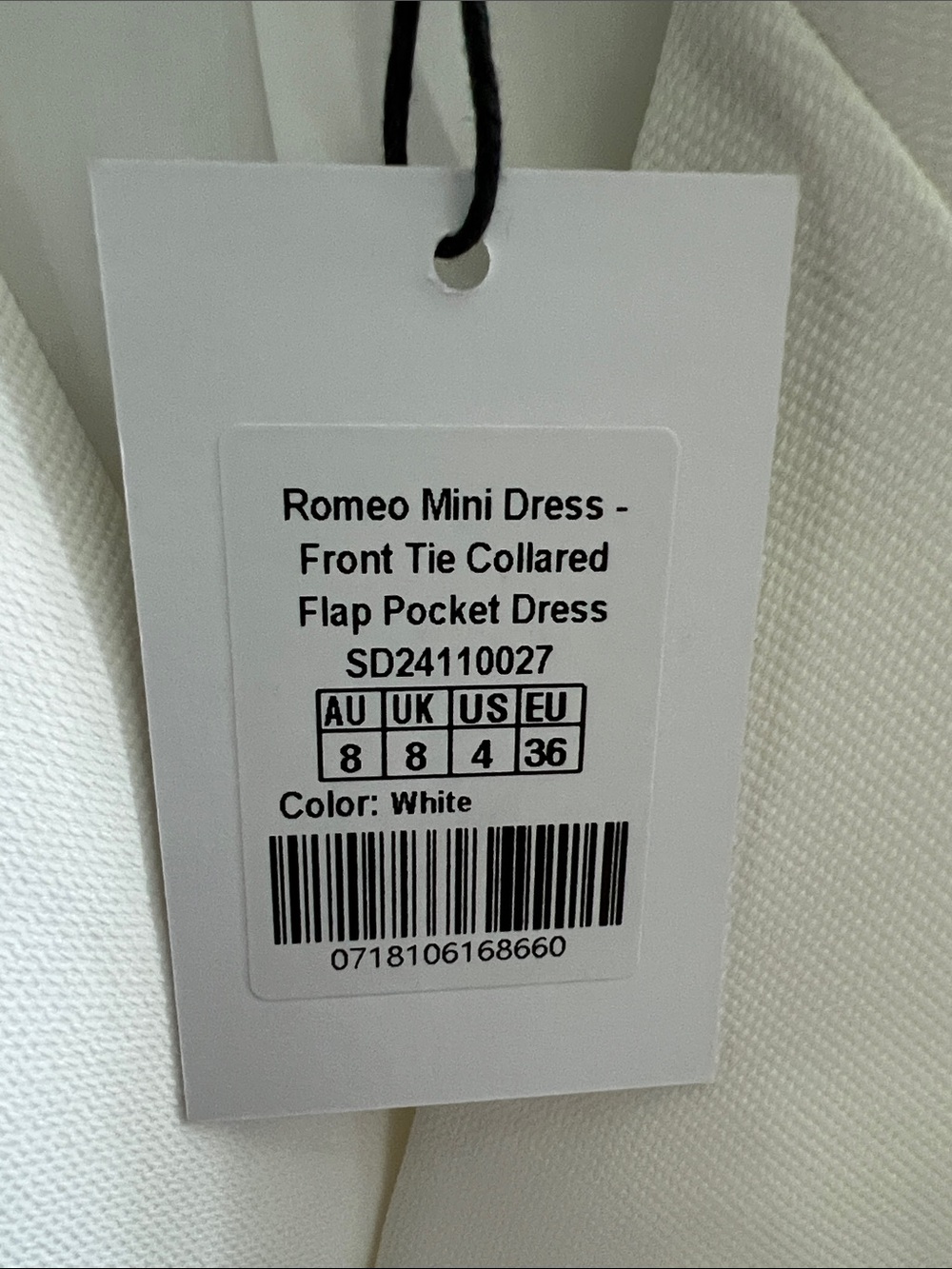 NWT REVOLVE Australia SHOWPO Romeo Sleeveless White Blazer Dress with Belt US 4 - Picture 7 of 12